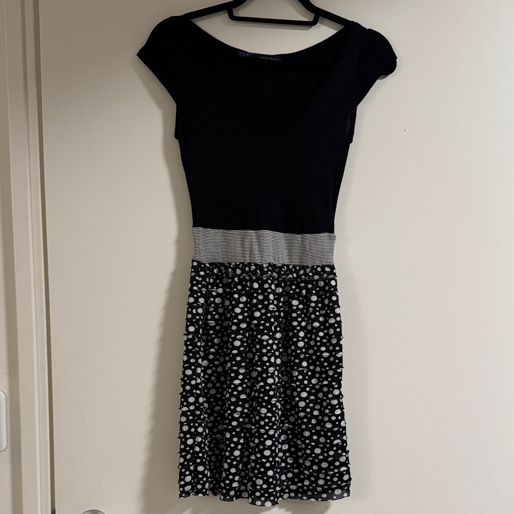Zara Black and White Polka Dot Mini Dress
